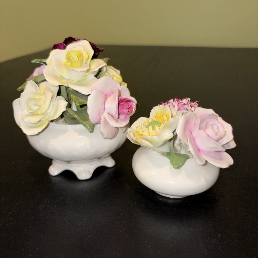 Radnor Staffordshire bone china floral bouquets (2) Pink Roses Yellow flowers